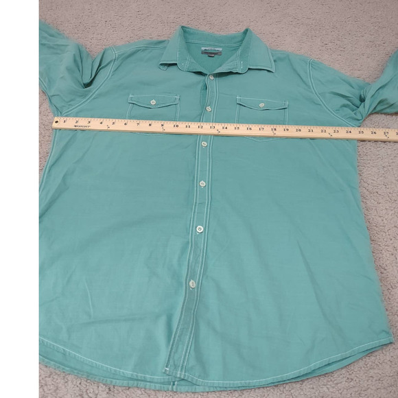 Johnston & Murphy Green Slim Fit Cotton Button Front Men's Size XL - Picture 8 of 9